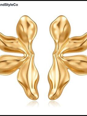 14k Gold Plated Floral Dangle Earrings for Women Hypoallergenic Lightweight